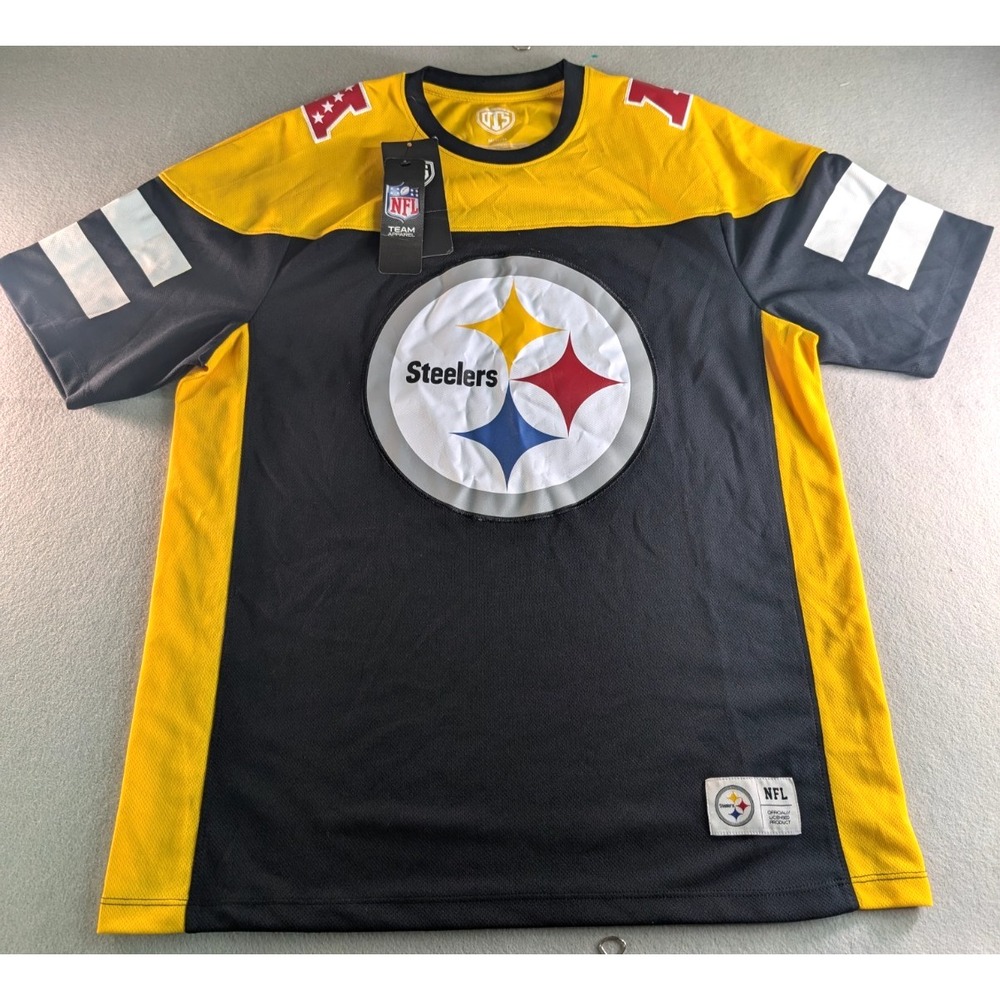Pittsburg Steelers NFL OTS ALTON TOP Jet Men's BLACK Jersey Size M 22x29